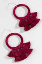 Francesca's Remi Thread Wrapped Tassel Earrings - Burgundy