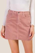 Francesca Inchess Sara Basic 5-pocket Cord Mini Skirt - Rose