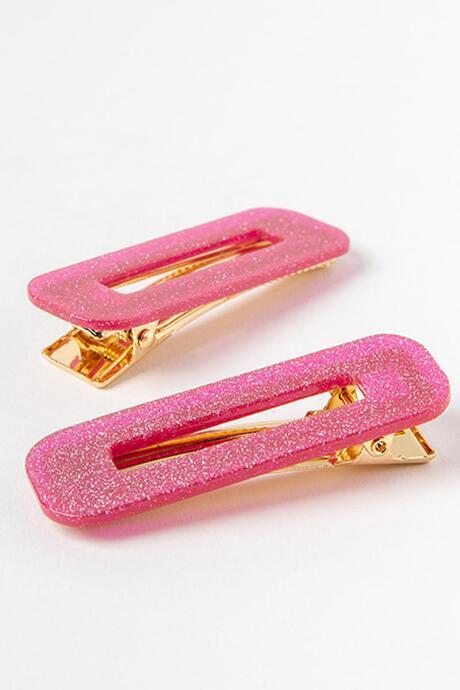 Francesca's Lisa 2pk Glitter Barrettes - Pink