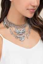 Francesca's Nefertiti Crystal Chain Statement Necklace - Silver