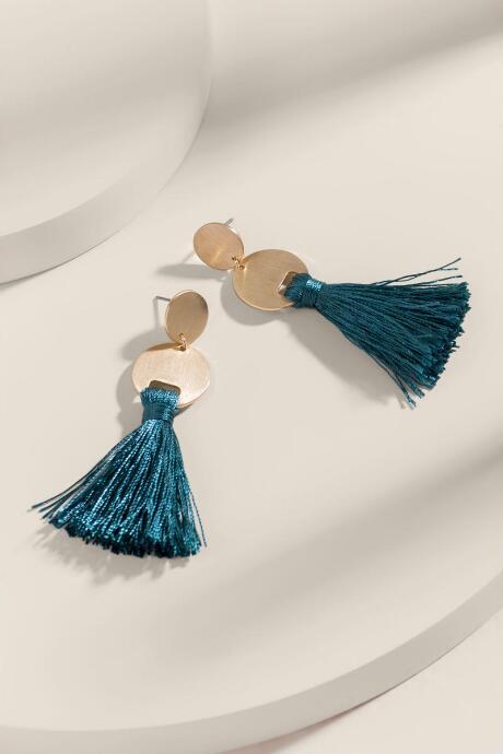 Francesca's Rachel Tassel Drop Earrings - Forest