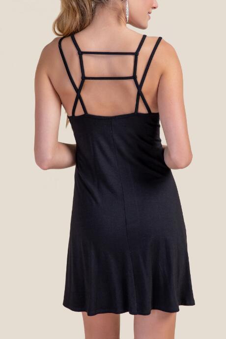 Francesca's Kourtney Strappy Shift Dress - Black