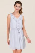 Mi Ami Kensley Ruffle A-line Dress - Light Gray