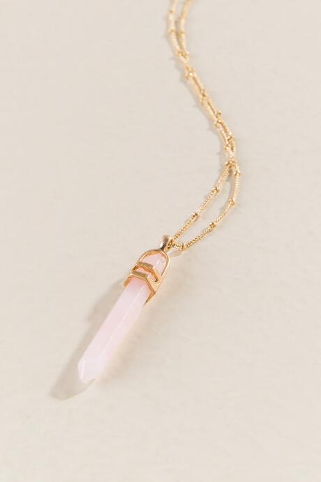 Francesca Inchess Healing Rose Quartz Dagger Pendant - Pale Pink