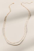 Francesca's Brielle Glass Beaded Layer Necklace - Gray