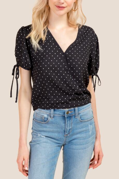 Francesca Inchess Betty Polkadot Tie Sleeve Blouse - Navy