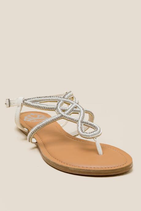 Francesca Inchess Saphire Embellished Strap Sandal - White