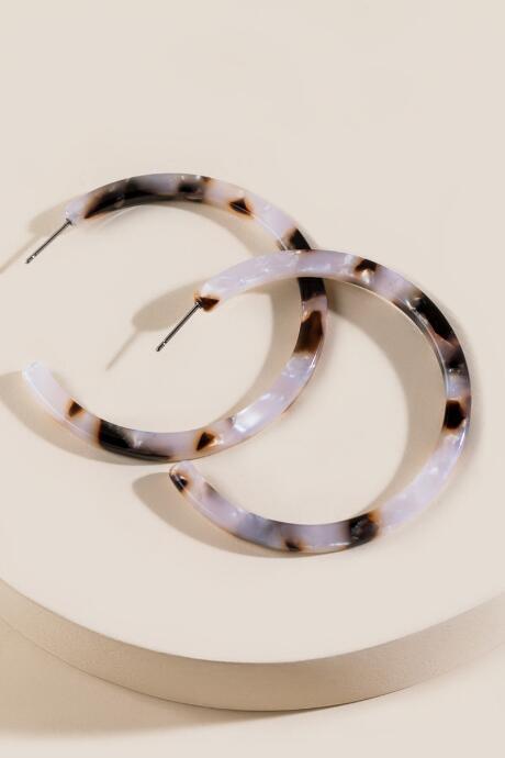 Francesca's Eleanor Marbled Resin Hoop Earrings - Amber