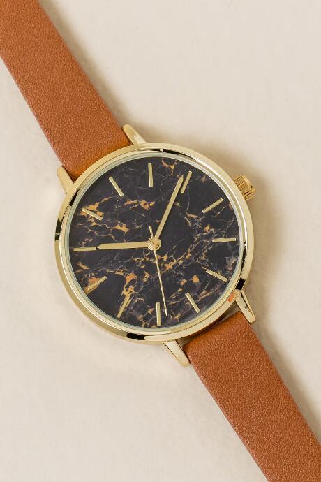 Francesca's Dorothea Marble Watch - Cognac