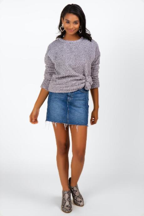 Francesca's Caelynn Wubby Sweater - Gray