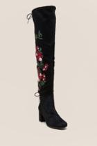 Francesca's Via Embroidered Over The Knee Boot - Black