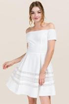 Francesca's Alaina Off Shoulder A-line Dress - White