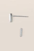 Francesca's Baeli Mini Vertical Bar Studs - Silver