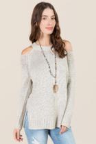 Mi Ami Paige Cold Shoulder Pullover Sweater - Heather Gray