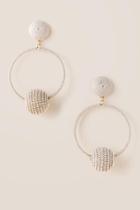 Francescas Arabelle Pearl Bauble Hoop Earrings - Silver