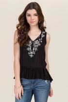 Blue Rain Cathryn Sleeveless Peasant Tank - Black