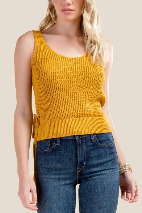 Francesca's Harley Wrap Back Sweater Tank - Marigold