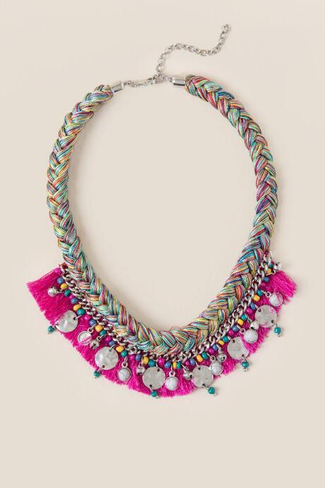 Francesca's Amity Braided Necklace In Fuchsia - Fuchsia