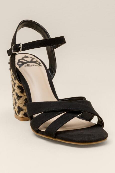 Francesca Inchess Fiance Braided Heel Peep Toe - Black