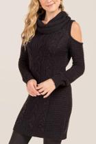 Francescas Aubrielle Cold Shoulder Sweater Dress - Black
