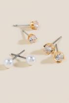 Francesca Inchess Quinn Crystal Pearl Stud Set - Crystal