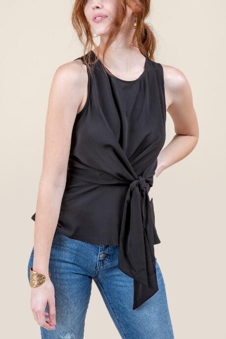 Francesca's Hope Front Knot Tank Top - Black