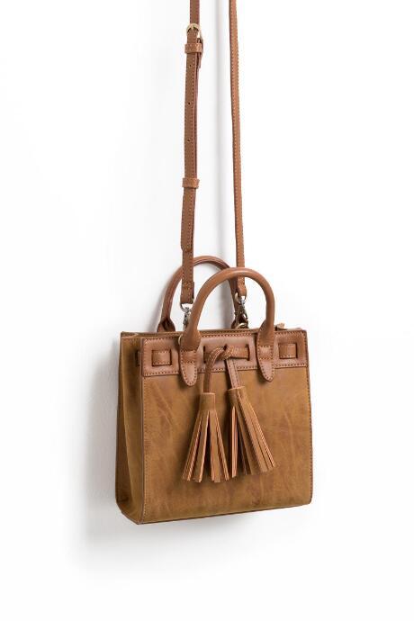 Francesca's Julia Mini Tassel Crossbody - Cognac