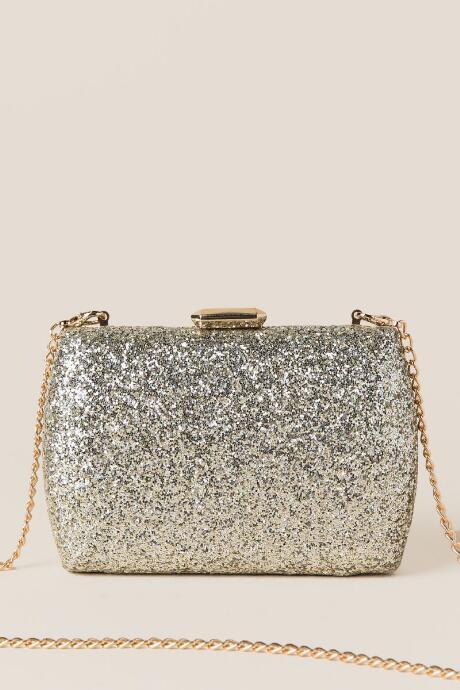 Francesca's Christine Glitter Crossbody Clutch - Silver