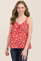 Blue Rain Corra Tie Front Floral Tank - Red