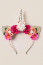 Francescas Addilyn Pink Floral Caticorn Headband - Fuchsia