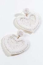 Francesca's Kiara Beaded Heart Earrings In White - White