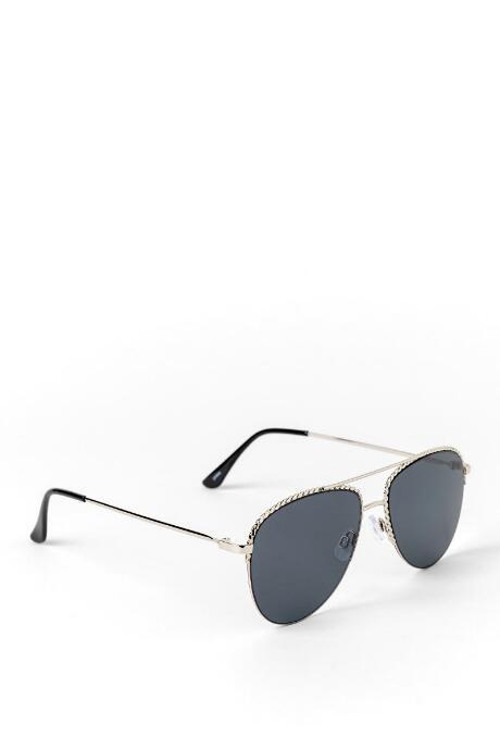 Francesca's Mia Braided Metal Frame Aviator Sunglasses - Black