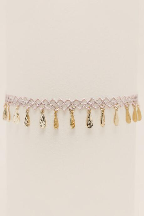 Francesca's Cersei Lace And Charm Choker - Blush