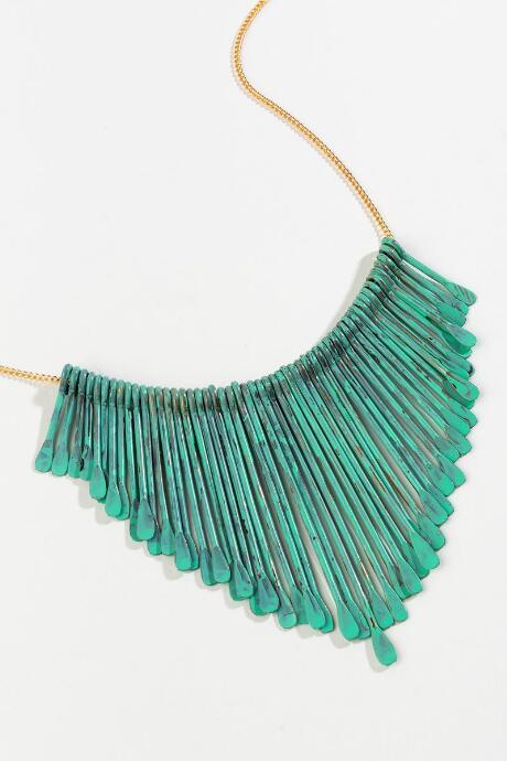 Francesca's Colette Fringe Statement Necklace - Blue