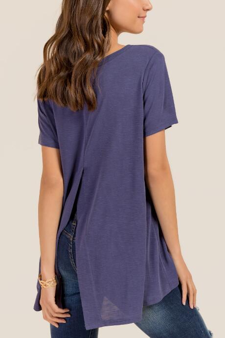 Francesca Inchess Layla Split Back Tee - Navy