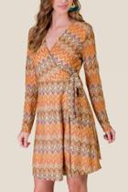 Francesca's Janelle Zig Zag Wrap Dress - Mustard