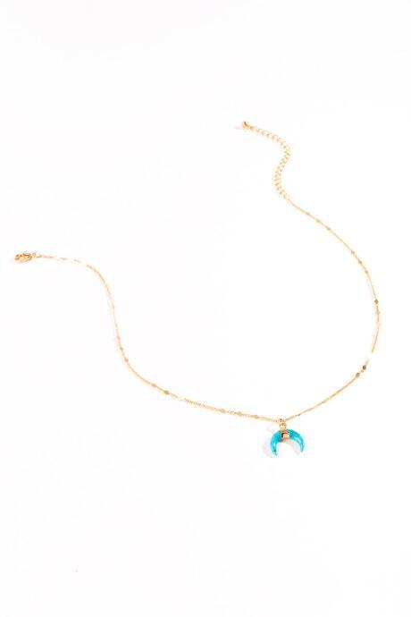 Francesca's Emery Crescent Pendant Necklace - Turquoise