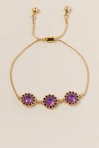Francesca's Lucille Opal Flower Pull Tie Bracelet - Purple