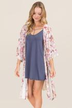 Francesca's Gianna Floral Kimono - Ivory