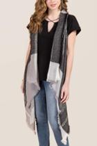 Francescas Robin Plaid Ruana Vest - Black