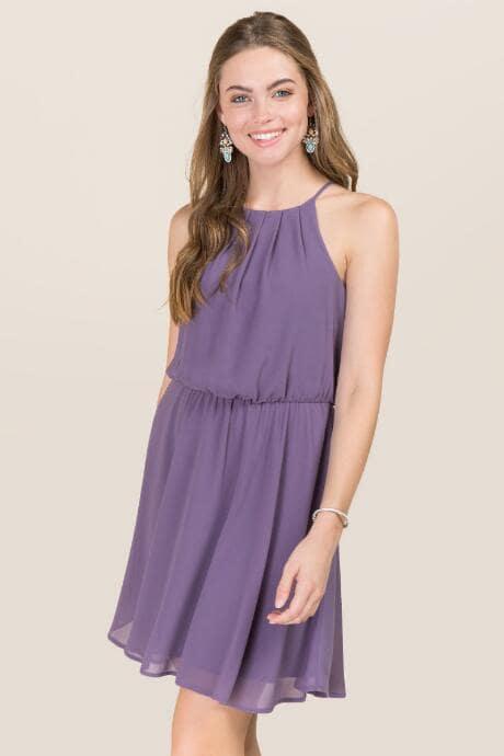 Francesca's Lauretta Solid Dress - Vintage Purple