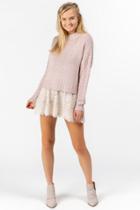 Francesca's Calissa Cable Sleeve Sweater - Blush