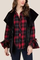 Francesca's Tammy Fur Draped Vest - Black