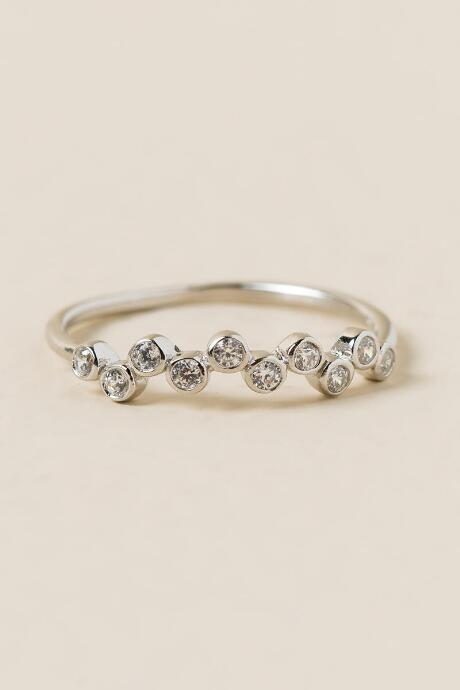 Francesca Inchess Charlotte Bezel Crystal Ring - Silver