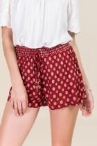 Blue Rain Dessa Printed Smocked Waist Soft Shorts - Red