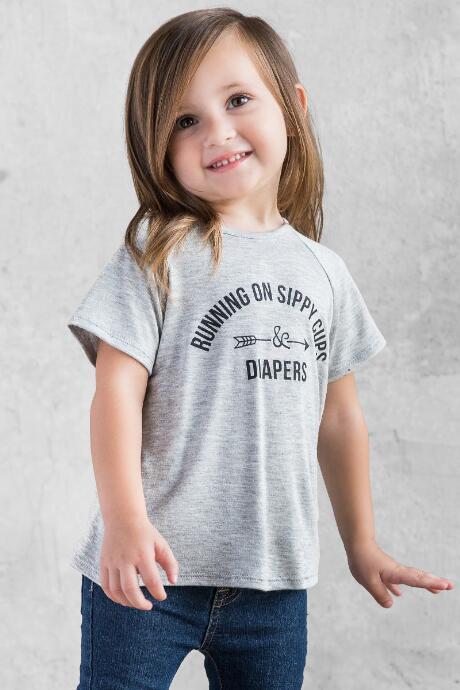 Francesca's Child's Running On Sippy Cups Graphic Tee - Heather Gray