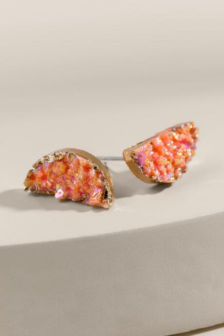 Francesca's Leah Druzy Half Moon Studs - Mustard