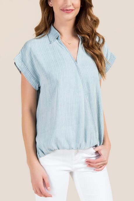 Francesca's Devon Striped Surplus Tencel Top - Lite