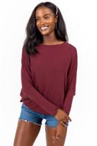 Francesca's Bradi Dolamn Sleeve Top - Wine