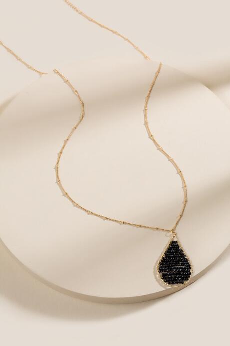 Francesca's Malina Beaded Pendant Necklace In Black - Black